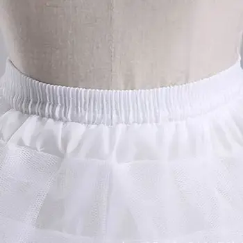 Kvinder 4 Lag Elastisk Snøre i Taljen Underskirt helfarve Kort Petticoat Bløde Tyl Mesh Puffy Tutu Skørt til Brudekjole