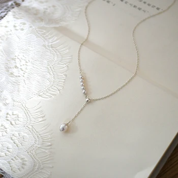 ASHIQI Naturlige ferskvands perle 925 sterling sølv halskæde vedhæng mode personlighed kvindelige