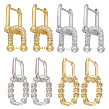 ZHUKOU Et par 2020 guld/sølv farve, små øreringe af høj kvalitet ovale øreringe til kvinder CZ crystal øreringe hoops VE282