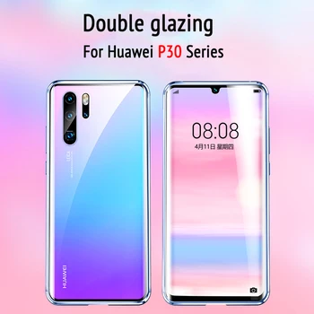 Sagen For huawei P30 LITE 360 Fuld Beskyttelse Magnetisk Metal Tilfælde For Huawei p30 P 30 PRO LITE Front Tilbage Hærdet glas Cover