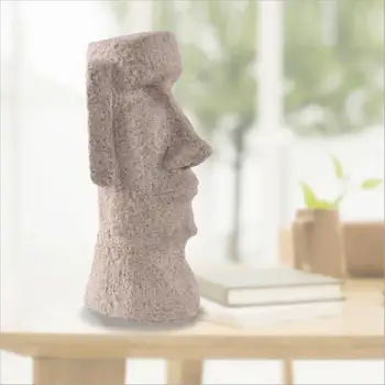 Art sandsten Easter Island Statuer figur Microlandschaft Påske Gaver Kreative craftes Harpiks Hånd Udskåret Figur 2 størrelser