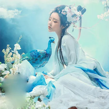 6 Designs WYJN Fantasi Drømmende Fe Kostume Hanfu Fairytale Flower Sne Elf Tematiske Fotografering Kjole Kvindelige sceneoptræden