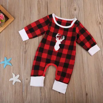 Xmas Spædbarn Baby Boy Tøj Red Ind Langærmet Romper Buksedragt Bomuld Jul Udstyr