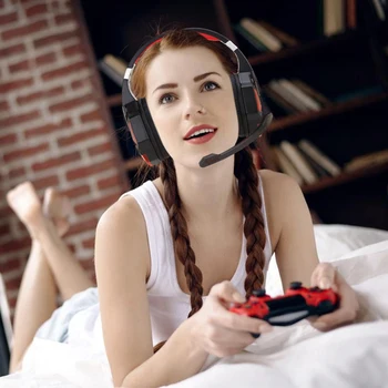 Gaming Computer Headset Headset med Kabel Bærbar computer, Telefon, PC-LED-Headset Med Micphone Til PS4 og Xbox Én Computer