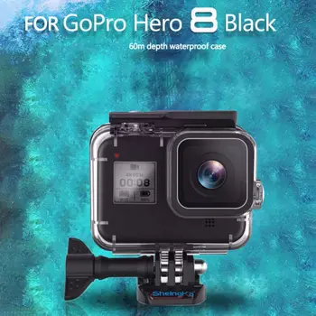 60m Undersøiske Vandtætte etui til GoPro Hero 8 Beskyttende skal Dække Boliger Sort Kamera Linse 60M Dykning Svømning Tilbehør