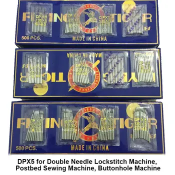500pcs Industrielle Sy Nåle DBX1 DCX1 DPX5 DPX17 DVX43 TVx5 for Lockstitch Overlock Postbed Knaphul Blindstitch Maskine