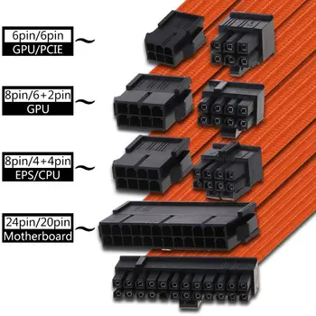 1 Sæt 30/40cm Grundlæggende Udvidelse Kabel PC CPU-GPU Power Supply Kabel Ledning 24PIN 6+2Pin 6PIN 4+4PIN Edb-Stik