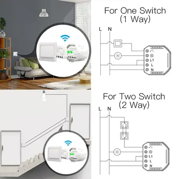 Wifi Smart Light Switch Diy-Breaker Modul Smart Liv/Tuya APP, en Fjernbetjening,der Virker med Alexa Echo Google Startside 1/2 Måde