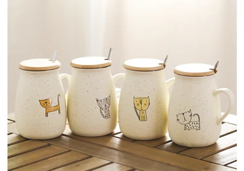 500ml Kreative killing krus,keramiske te kopper krus med låg ske,Unik tegneserie par Kaffe krus mælk cup engros