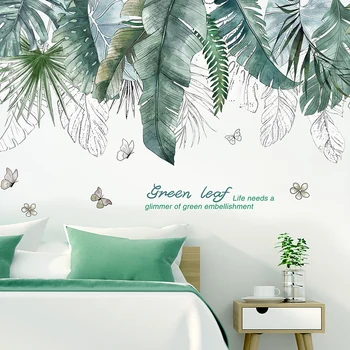 [shijuekongjian] Tropisk Træ, Blade Wall Stickers DIY Plante vægoverføringsbilleder til Stue, Soveværelse Dekoration i Hjemmet Indretning Mærkat