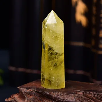 1pc Naturlig Citrin Crystal Punkt Healing Obelisk Gul Kvarts Wand Smukke Ornament til Indretning Reiki Sten Pyramide