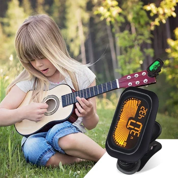 Guitar Tuner Clip-On Tuner Digital Elektronisk Tuner Acoustic med LCD-Skærm til Guitar, Bas, Violin, Ukulele