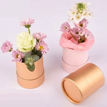 5pcs Runde Papir Blomst Kasser med Låg Blomsterhandler Spand Valentine ' s Dag Steg til Stede Emballage Home Decor Bryllup Dekoration