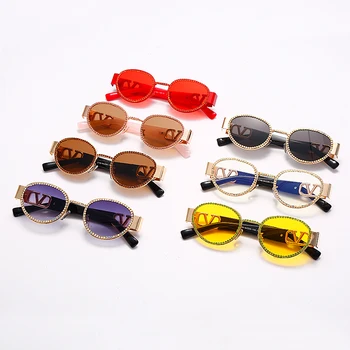 Vintage Runde Diamant Solbriller Mænd 2020 Ny Luksus Kvinder Oval Krystal Træ Briller Mode Eyewear UV400 Gafas de sol mujer