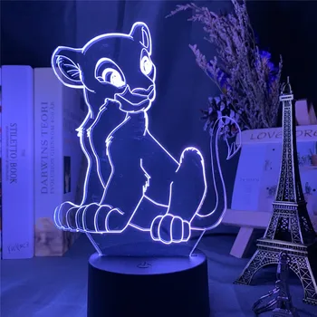 Disney Tegnefilm Night Light The Lion King Nala USB-3D LED-Lys børn Børn LED Nat Lys til Soveværelse Dekoration Xmas Gaver