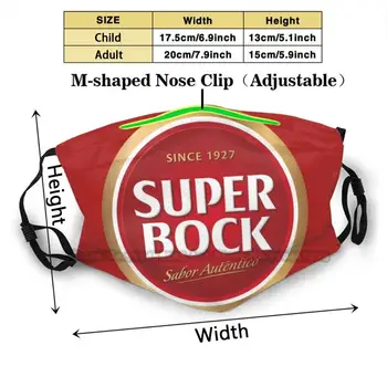 Super Bock Tilpassede Design For Børn, Voksne Maske Anti Dust Filter Print Vaskbar Ansigtsmaske Super Bock Portugal Øl Portugisisk