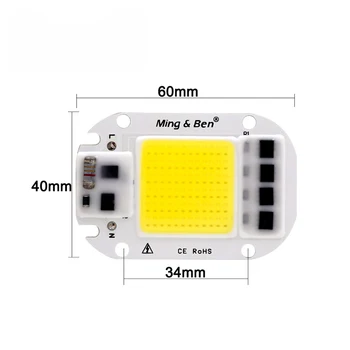 1 sæt LED COB Chip med Optik Reflektor 20W 50W 300W Smart IC-Chip, 110V/230V For LED Flood Lys DIY Skal Heatsink for Køling