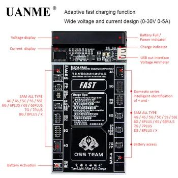 UANME Batteri Hurtig Oplader Aktivering Armatur 2-i-1 Intelligent Hurtig Opladning Plade Til iPhone 4-X Samsung 0-30V 0-5A