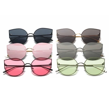 Mode-Cat eye Solbriller Kvinder Luksus Brand Designer Metal Ramme Cateye Solbriller Kvindelige Briller Damer Sol Briller UV400