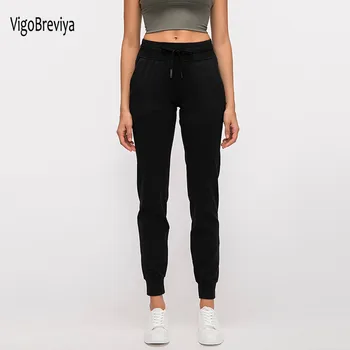VigoBreviya Høj Talje Yoga Pants Med En Lomme Kvinder Casual Løs Bundet Fitness Sports Bukser Kvindelige Hurtig Tør Sportstøj