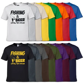 Fishings Match T-Shirts Fishinger Øl Fisk, Der Lever Drømmen Fisker Udskrivning Tshirt Sporter Flyvende Frisk Sjov Gave Tee Shirt