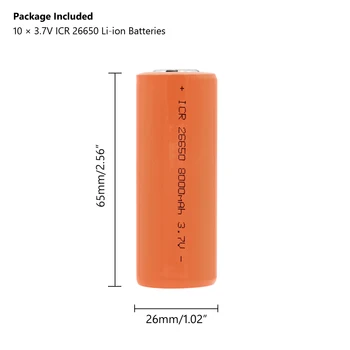 26650 Batteri 3,7 V 8000mAh Li-ion genopladeligt Batteri-sikkert batterier til Industriel brug batteri med høj udledning stor nuværende