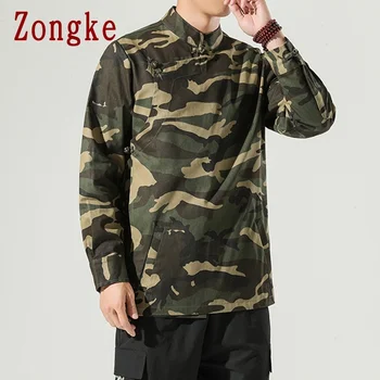 Zongke Kinesisk Stil Camouflage Jakke Mænd 2021 Japansk Streetwear Mænd Jakke Vinter Jakker Til Mænd Brand Frakke M-5XL