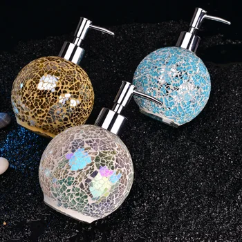 Mosaik Lotion Dispenser Glas Sæbe Flydende Flaske Vask Sanitizer Badeværelse Dekoration Washingroom Forsyninger