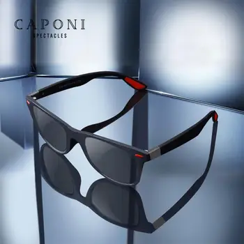 CAPONI Par Polariserede Solbriller 2020 Nye Mænd Fashion Square Kvinder Sol Briller af Høj Kvalitet Metal Frame Briller UV400 CP76712
