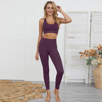 Kvinder Yoga Sæt Åndbar Solid Vest+Bukser, Leggings Trænings-og Kører Tøj, Sexet Fitness Top Sportstøj Tights Træningsdragt,ZF221