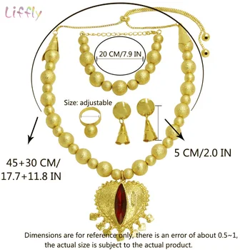 Salg! Luksus Dubai Smykke Sæt Rød Krystal Halskæde Guld Ring, Øreringe og Armbånd til Kvinder, Brude Smykker sæt Tilbehør Gaver
