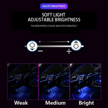Bil Omgivende Lys Led-Lampe Fod Bil Atmosfære Lys Led Strip RGB-Farve Flere Tilstande Automotive Interiør Dekorative Lys