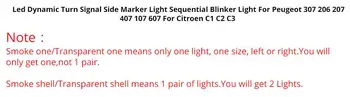 Led Dynamic blinklys sidemarkeringslys Lys Sekventiel Blinklys Lys for Peugeot 206 207 307 407 107 607 for Citroen C1 C2 C3