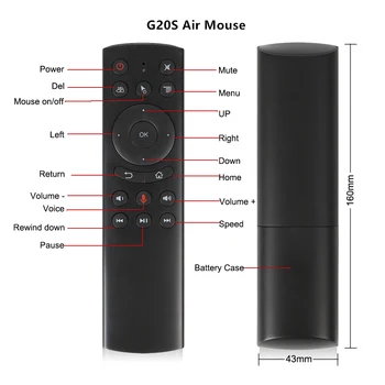 G20S 2,4 G Wireless Flyve Air Mouse Gyro stemmestyring Sensing Tastatur Universal Fjernbetjening Til PC, Smart Android TV Box