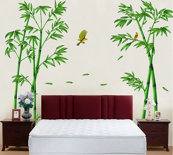 Aftagelig Grønne Bambus Skov Dybder Wall Sticker Kreative Kinesisk Stil DIY Træ Hjem Indretning Decals til Stue Dekoration