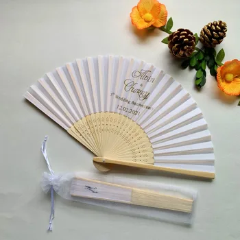 100PCS Personlige Billeder Kinesisk Papir Folde Fan Til Bryllup håndholdt Souvenir-Gavebutik & Party Favors