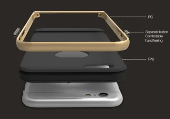 ROCK cover til IPhone 6s Plus Silikone Case PC + Holdbar TPU Armor Case til IPhone 6s Plus Tilfælde Drop Shipping på Salg чехол