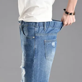 Revet Hul Sommeren Tynde Denim Jeans Kvinder Capris Elastiske Bukser Med Høj Talje Jeans Kvinde Strække Slim Jeans Kalv Længde Jeans D22