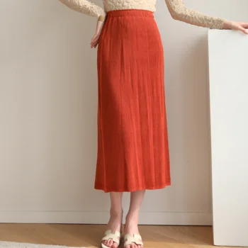 Miyake plisserede 2020 efterår/vinter mellemlang lang elegant En version fortykkelse classic uld nederdel lige rør nederdel