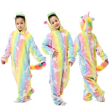Piger Unicorn Kigurumi Sy Pyjamas Til Børn Vinteren Flannel Onesie Pyjamas Børn Dinosaur Nattøj Drenge Panda Buksedragt