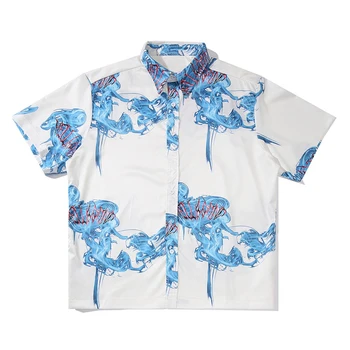 Herre Print Hawaii-Skjorter Harajuku Streetwear 2020 Sommeren Kortærmet Bluse Punk Rock Unisex Oversize Skjorter, Toppe Stor Størrelse