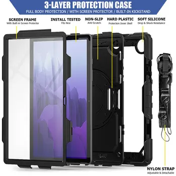 Håndrem skulderrem 360 Roterende Støtteben Beskyttende Cover til Samsung Galaxy Tab A7 10.4 2020 SM-T500 T507 T505