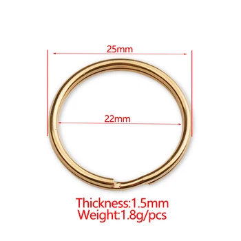 Fnixtar 50stk/Masse 1.5*25mm Rose Gold Nøglering Ring i Rustfrit Stål polsk-Tasten Ring DIY Bil Nøglering Gøre Tilbehør