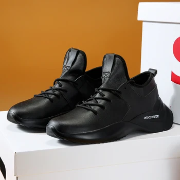 Nye Mænd Sneakers Tyk Sål, Åndbart Læder, der Kører Sko til Mænd Platform Chunky Sko Udendørs Walking Sko Zapatillas