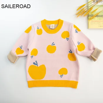 SAILEROAD Apple Pige Sweater 2-6Years Vinter Tøj til Pige s børnetøj Kids for 2020 Chirstmas Strikket Sweater