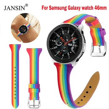 Læder Armbånd bånd Til Samsung Galaxy Se 46mm Rainbow urrem til Samsung Gear S3 Grænse S3 Classic Rem Armbånd
