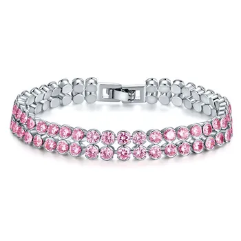 MOONROCY Sølv Farve CZ Krystal Armbånd Cubic Zirconia Bryllup Smykker til Kvinder, Piger Gave Grøn Blå Pink Sort-Champagne