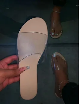 Mode Print Beach tøfler Gennemsigtig tøfler fodtøj til Kvinder Beach sandaler Sko Rejse Sandaler PVC-Slip-On Tøfler