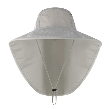Udendørs fiskeri Klap Cap Wide Brim Parasol Foldbar Maske Svedbånd Hals Dække Bucket Hat camping vandring cap