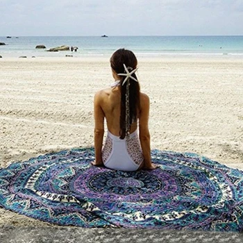 3D Print Boheme Strand Håndklæder Runde Chiffon Håndklæde Hurtig Tør Mandala Yoga Måtten Gobelin Seaside Meditation Stranden Resten Let at Rengøre